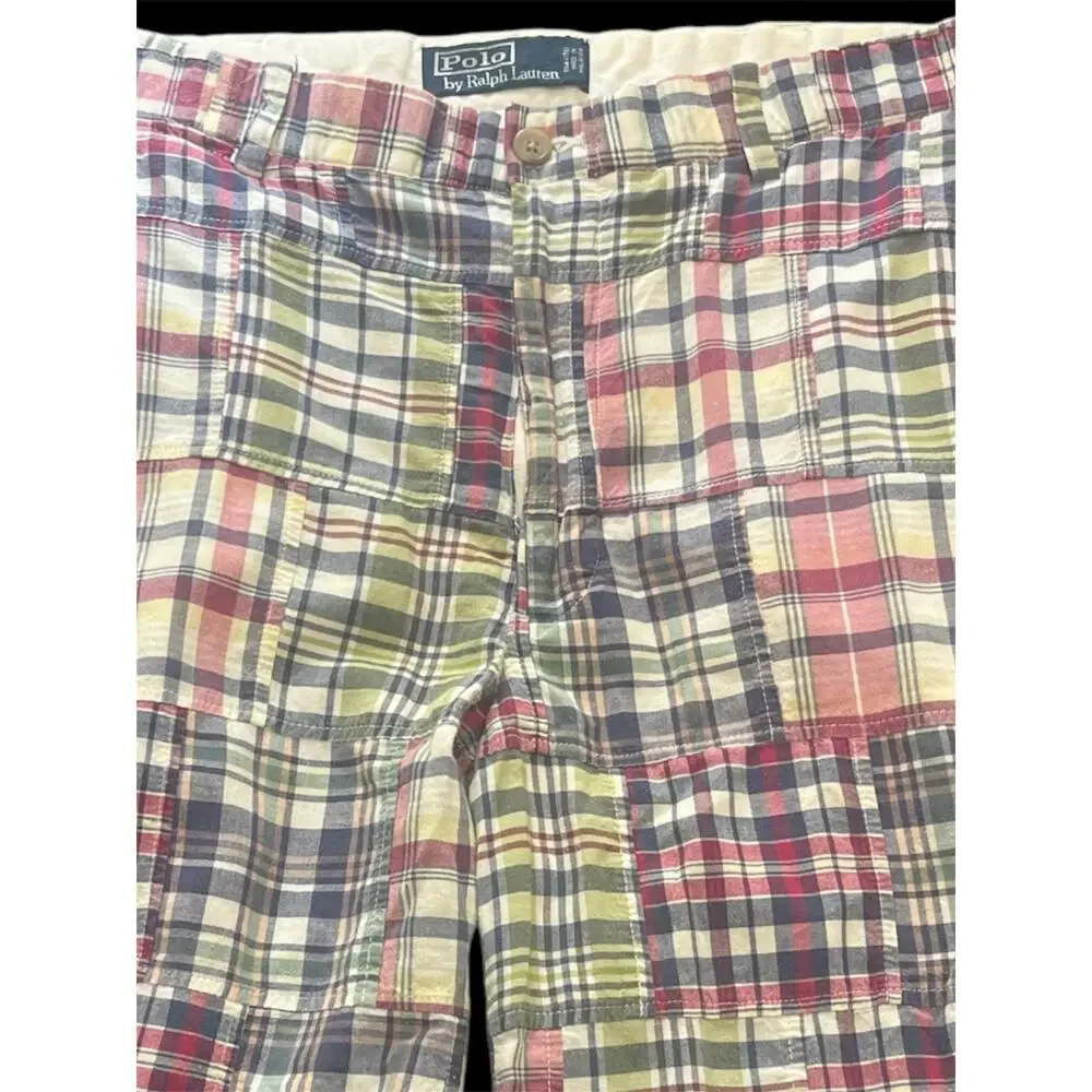 Polo by Ralph Lauren Shorts-Men Sz 35-Madras Plaid-1037
